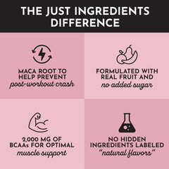 JUST INGREDIENTS etiqueta nutricional en primer plano mostrando 150 mg cafeína