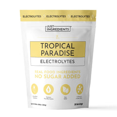 JUST INGREDIENTS frente del envase mostrando diseño tropical y 30 servicios
