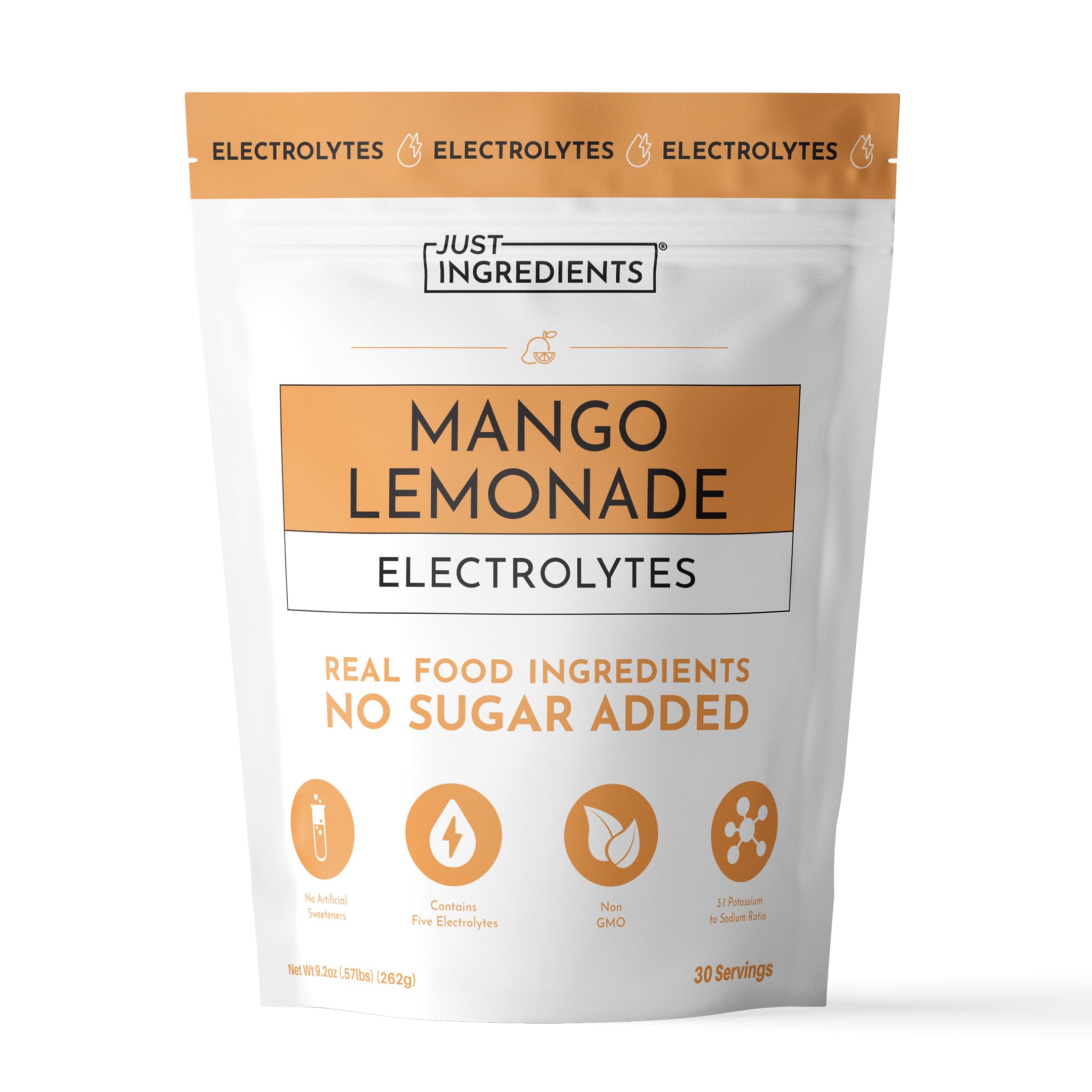 JUST INGREDIENTS envase frontal mango limonada, muestra presentación y facilidad de transporte