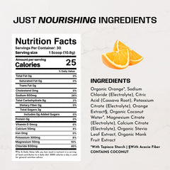 JUST INGREDIENTS cucharada con polvo indicando dosis y facilidad de uso