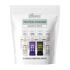 JUST INGREDIENTS envase frontal del pack de prueba mostrando variedad de sabores y beneficios