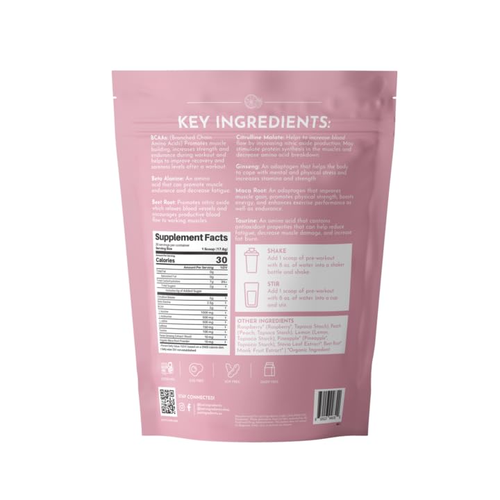 JUST INGREDIENTS polvo rosa-amarillo mostrando textura fácil de disolver