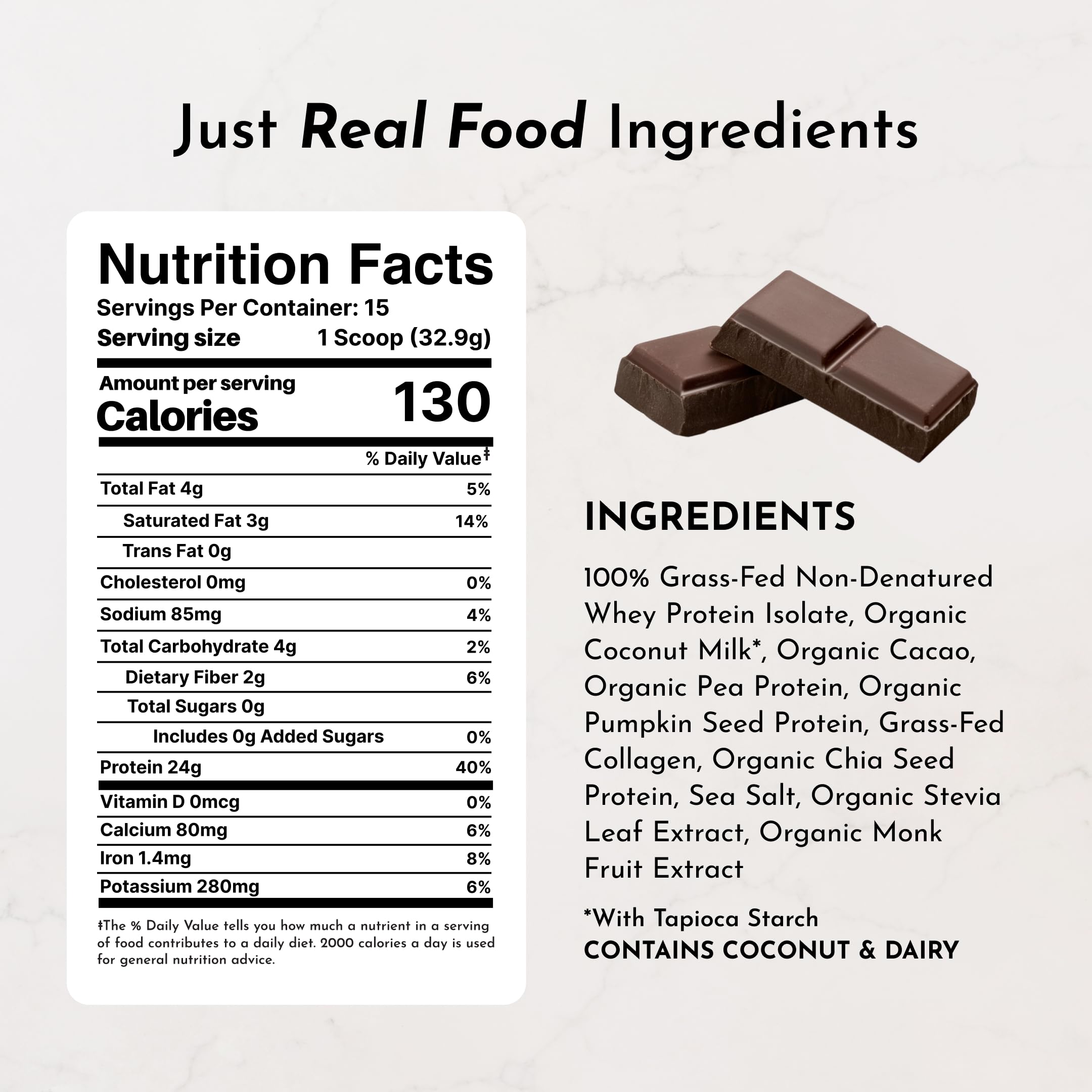 JUST INGREDIENTS cucharada con porción comparativa tamaño servible