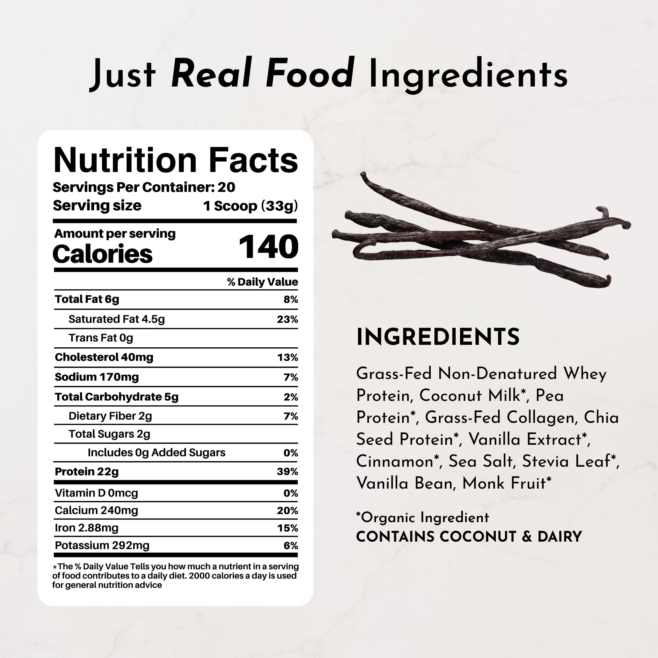 Just Ingredients comparación de porciones muestra tamaño del scoop y control de raciones
