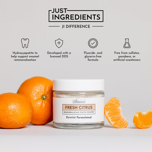 JUST INGREDIENTS textura de polvo fino que pule y protege esmalte