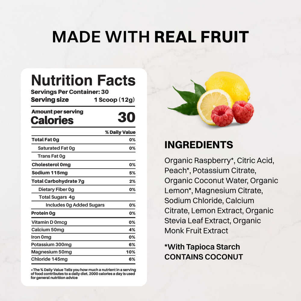 JUST INGREDIENTS vaso con bebida raspberry lemonade listo para hidratarte