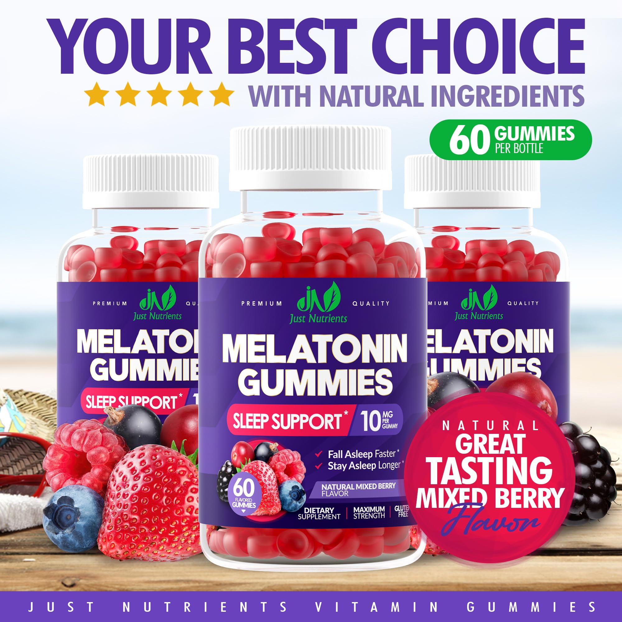 Just Nutrients etiqueta con ingredientes naturales y sin alérgenos