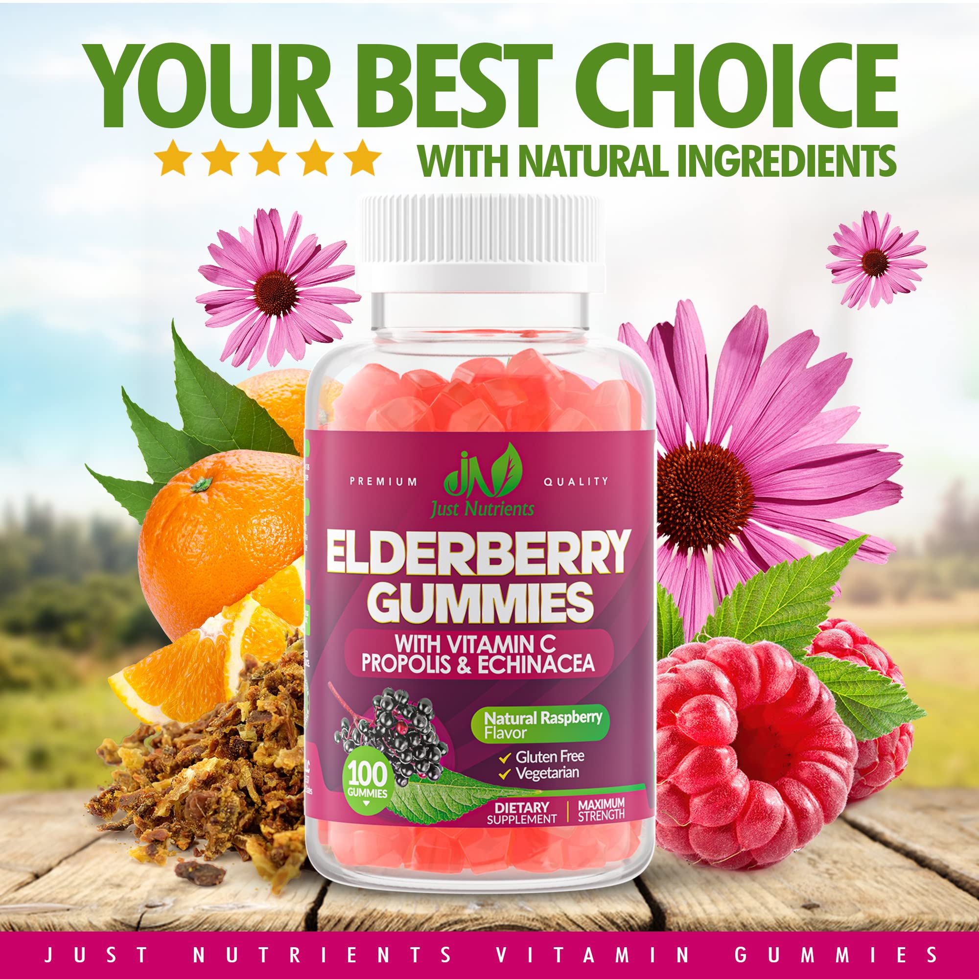 Just Nutrients etiqueta con ingredientes y sello GMP visible
