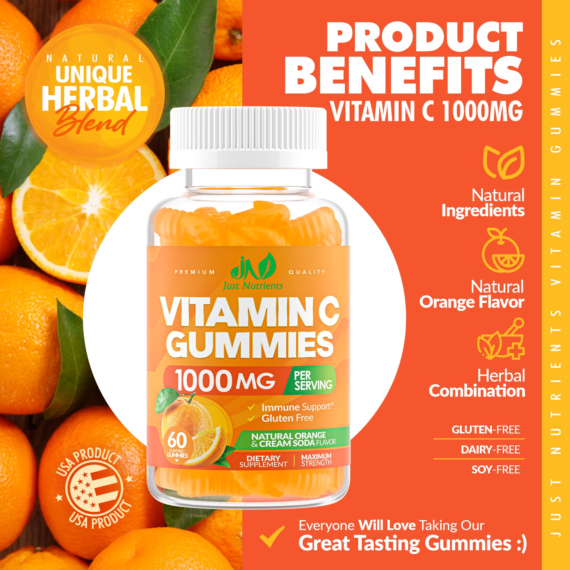 Just Nutrients gominolas abiertas fuera del frasco listas para tomar