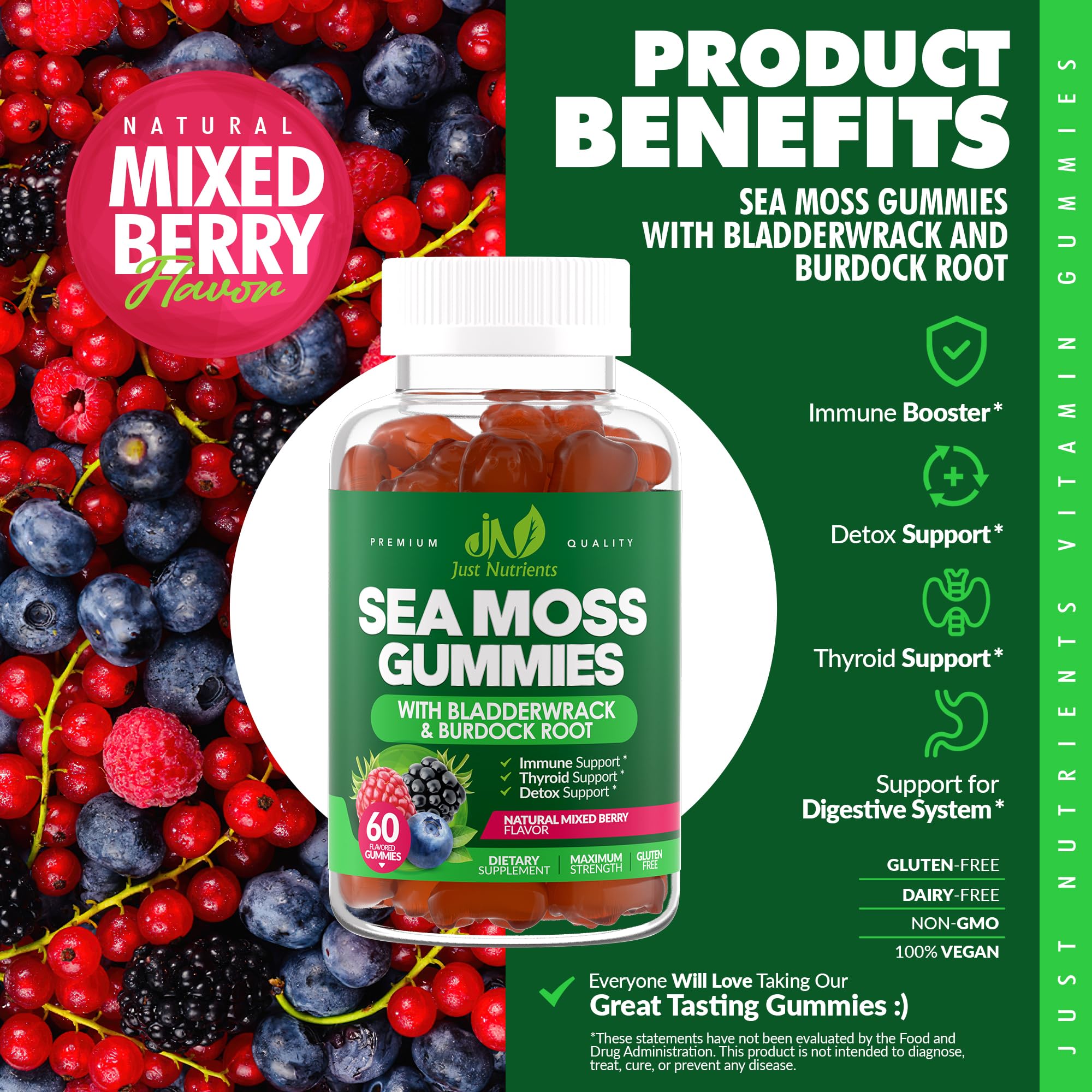Gomitas desplegadas en superficie demostrando color berry natural y cantidad