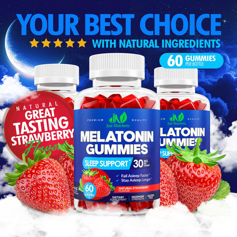 Just Nutrients gomitas en mano que muestran escala y dosis por toma