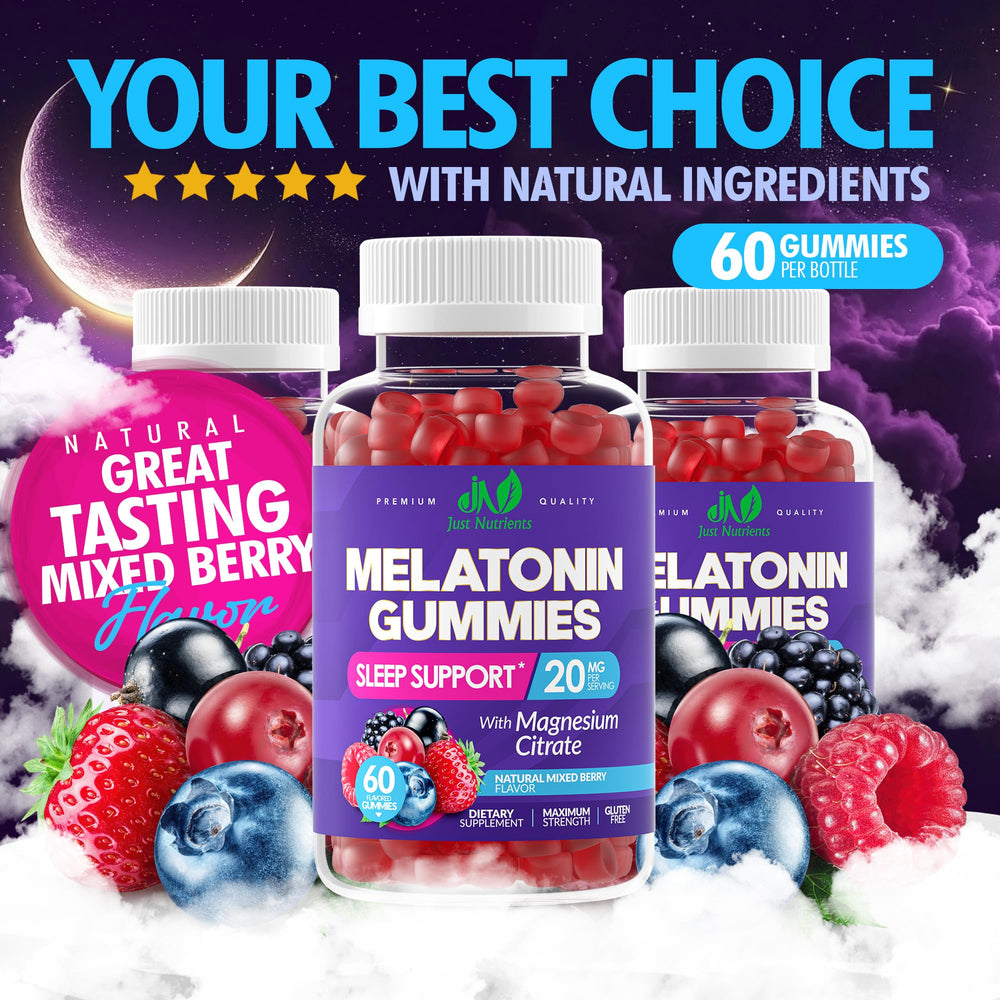 Just Nutrients etiqueta de ingredientes destacando magnesio y melatonina