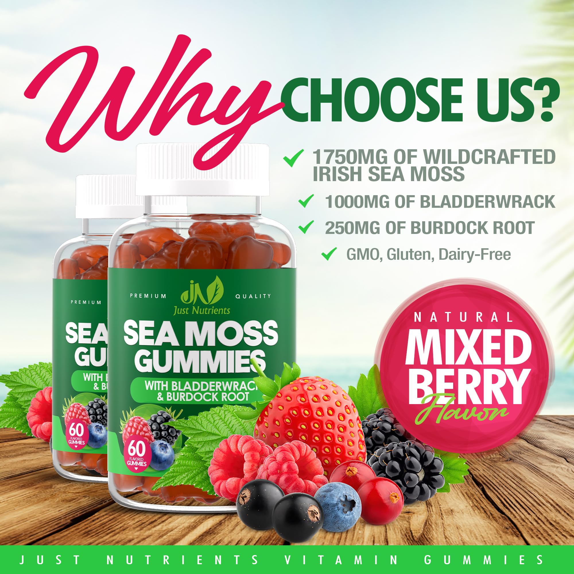 Close-up de gomita Sea Moss 3000mg mostrando textura y brillo apetitoso