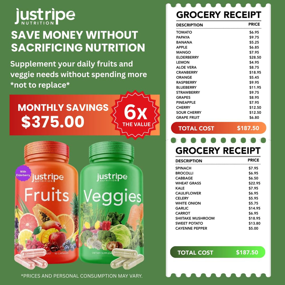 Just Ripe Nutrition comparación de tamaño de cápsula para visualizar facilidad de ingestión