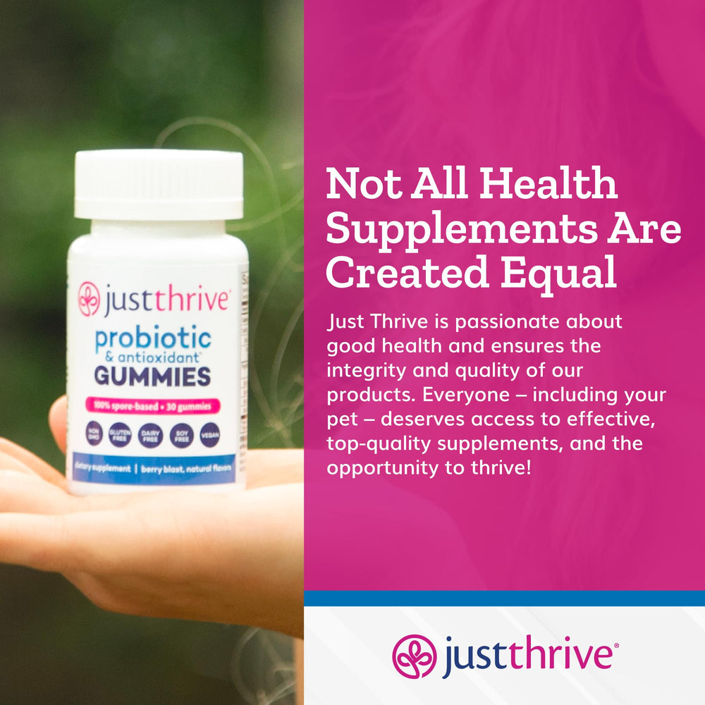 Just Thrive ilustración de Bacillus indicus HU36, apoyo antioxidante