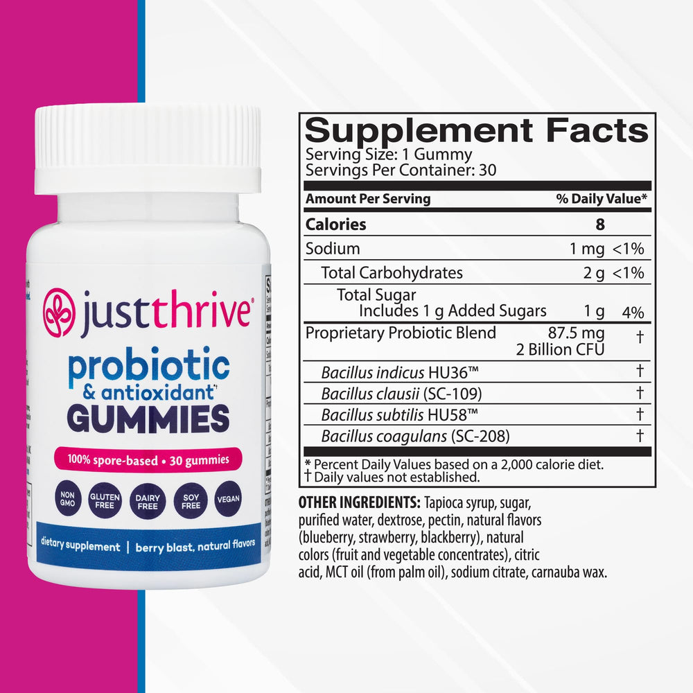 Just Thrive detalle de textura de gominola, masticable y apetitosa