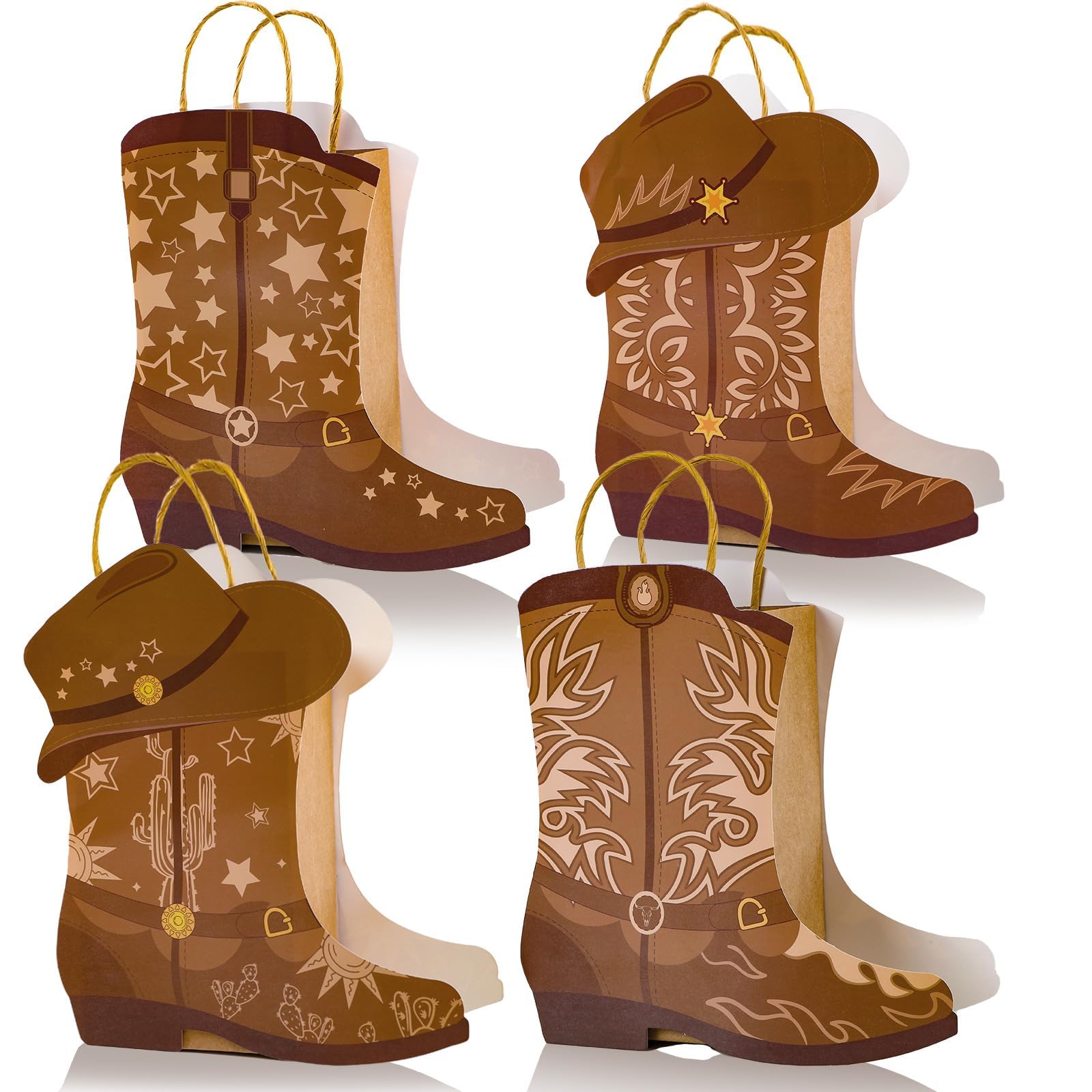 Justforjoyful bolsa frontal muestra el diseño de botas y sombrero y decora fiestas