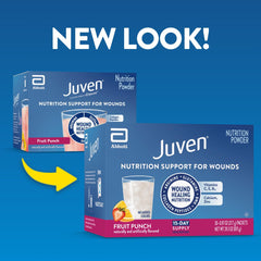 Juven sobre abierto con polvo Fruit Punch, visualiza la consistencia para mezclar mejor