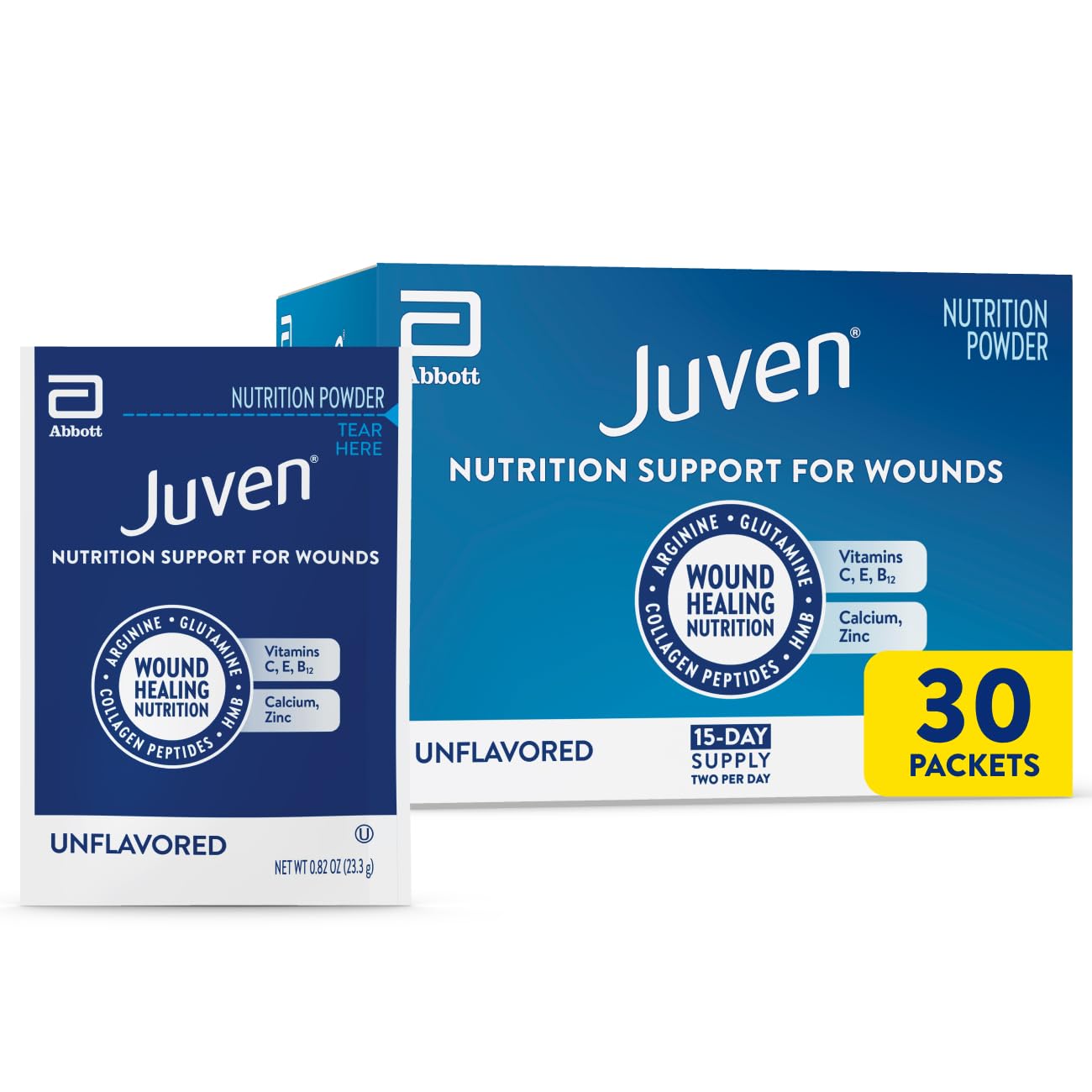 Juven frente del empaque mostrando caja y sobres, identificación clara del producto