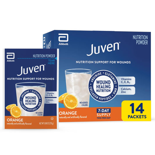 Juven paquete sabor naranja mostrando presentación y conveniencia