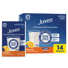 Juven paquete sabor naranja mostrando presentación y conveniencia