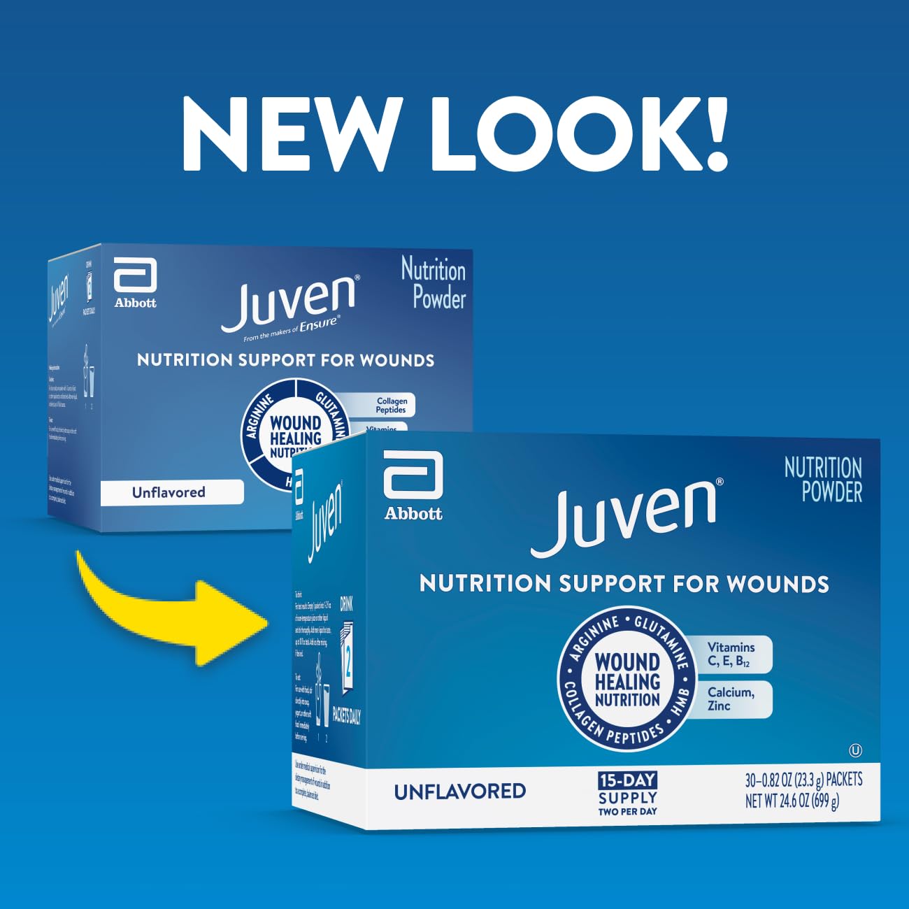 Juven sobre abierto con polvo visible, textura fina fácil de disolver