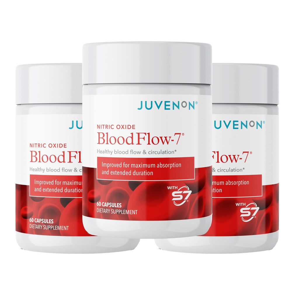 Juvenon bloodflow7 envase frontal mostrando diseño y apoyo circulatorio