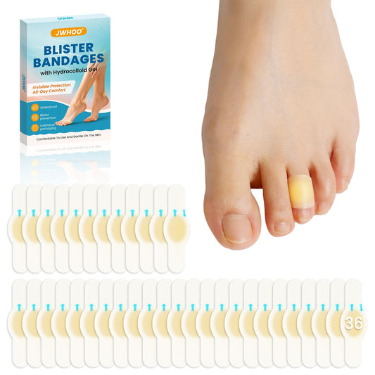 JWHOO empaque frontal mostrando 36 parches y beneficios de protección