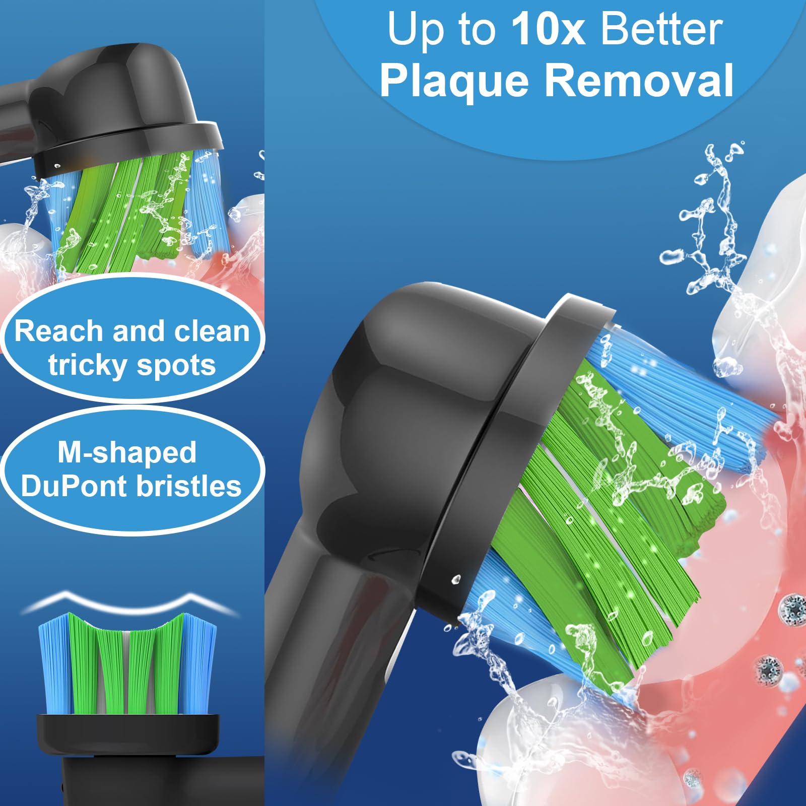 Jxflorachi primer plano de cerdas en forma de M que mejora la limpieza interdental