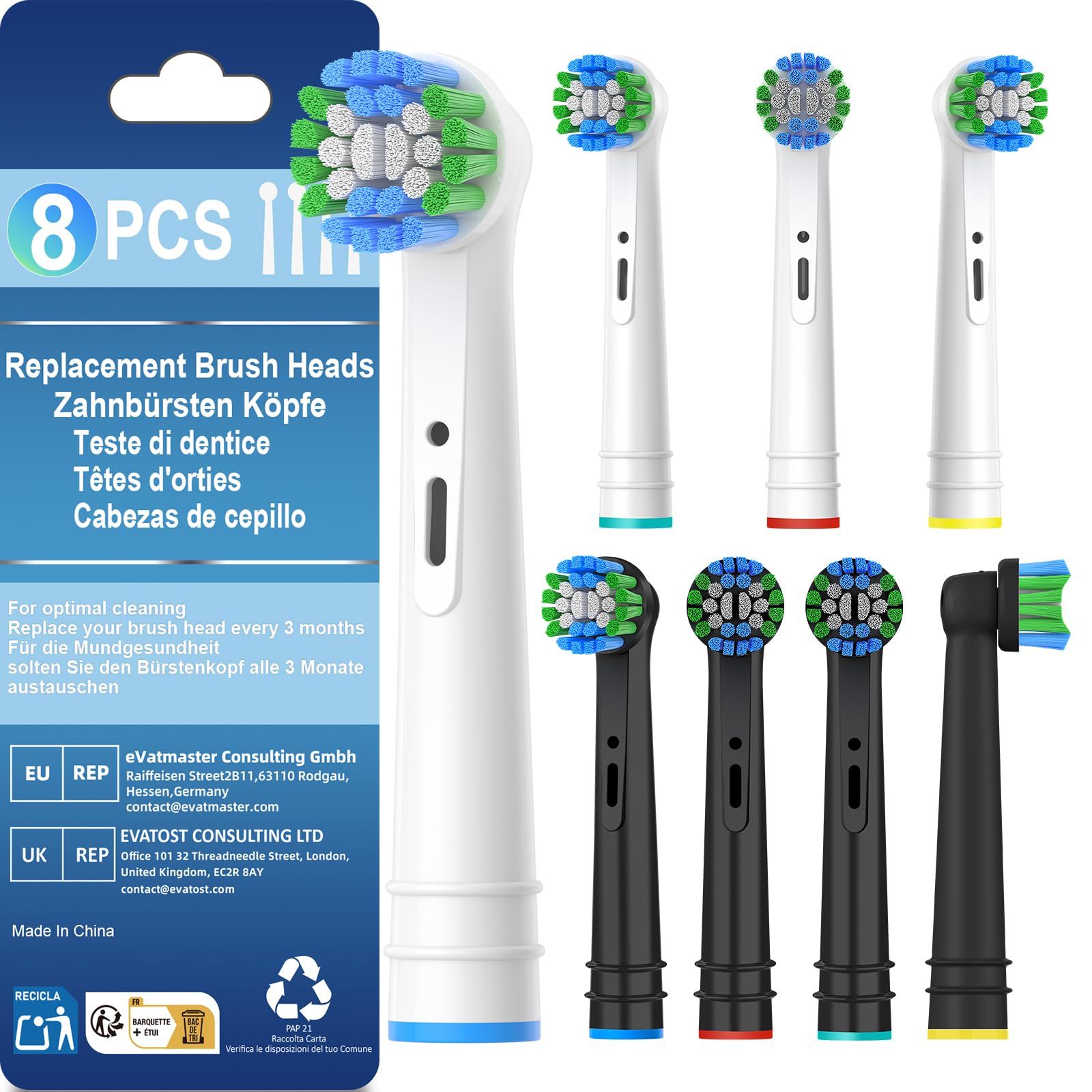Jxflorachi empaque frontal mostrando el pack de 8 cabezales, ahorro y recambio fácil