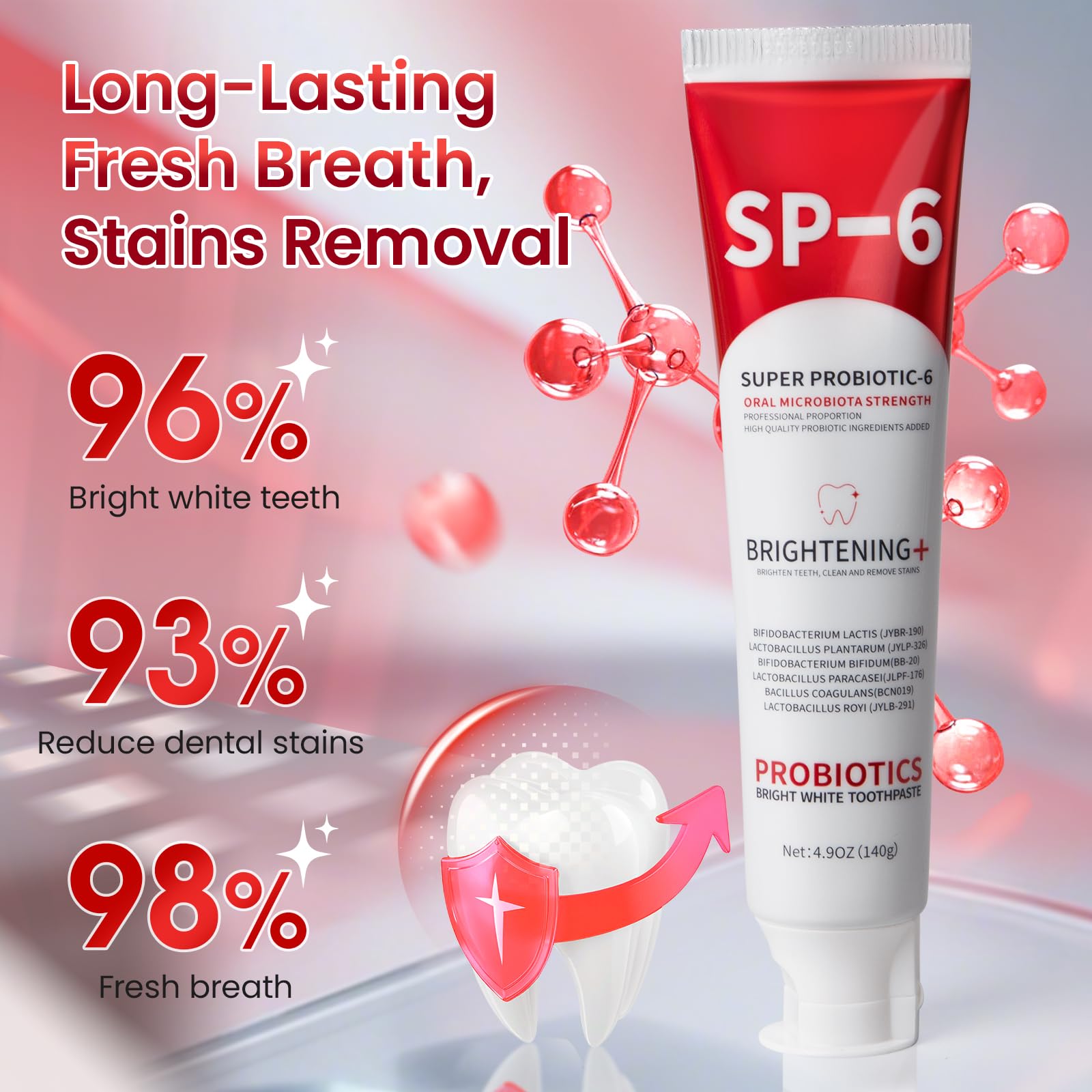 JYEOUX SP-6 etiqueta con lista de ingredientes naturales y probióticos