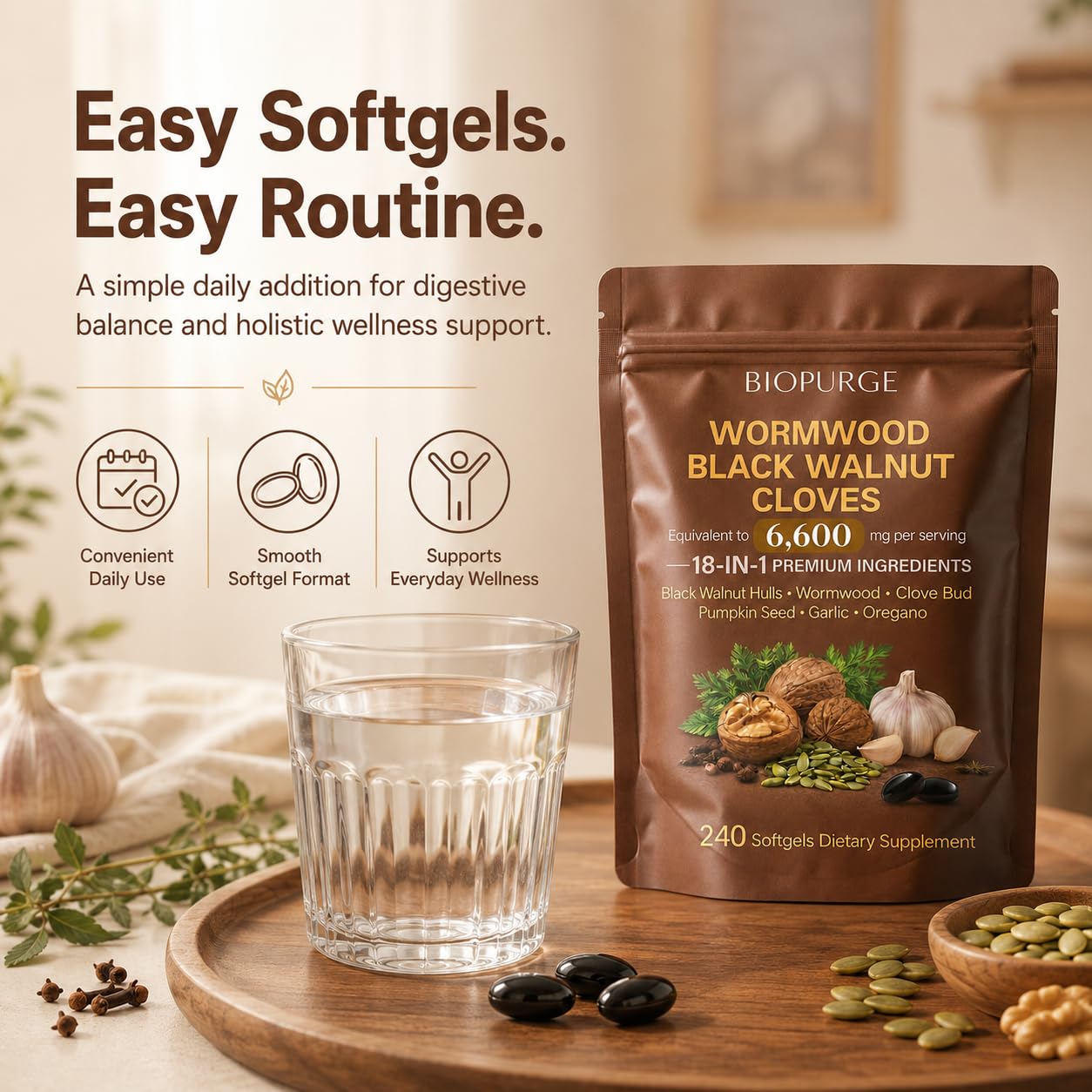 JYGOEX softgels en cocina, promoviendo integración en la rutina diaria