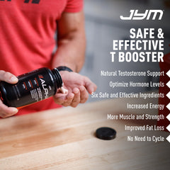 JYM Supplement Science cápsulas junto a pesas sugeriendo apoyo al entrenamiento