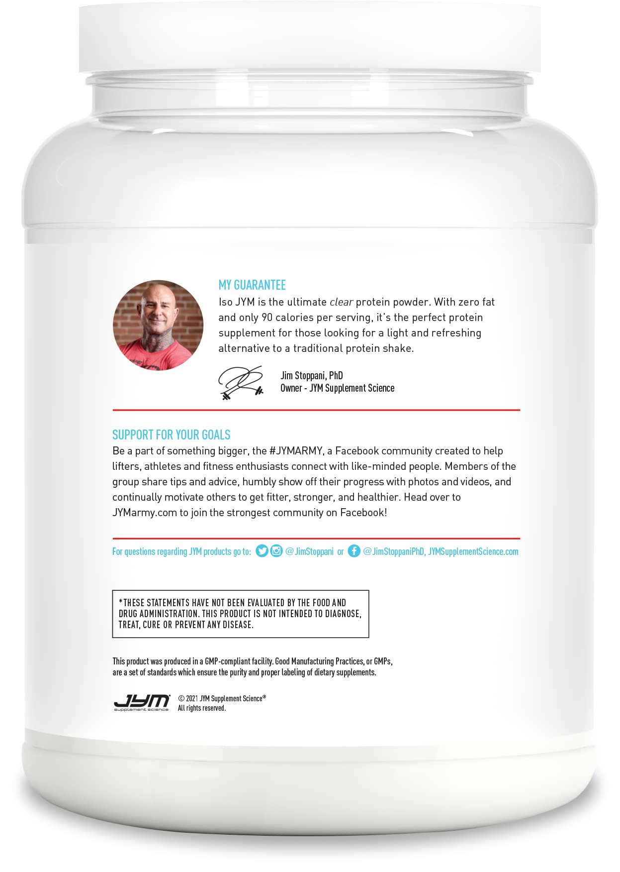 Etiqueta de JYM Iso JYM Bombsicle enfocada en ingredientes y valores nutricionales limpios