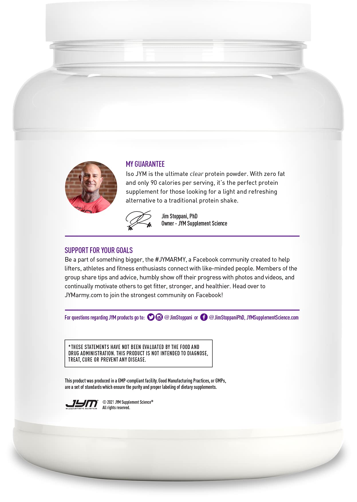 JYM Iso JYM Grape etiqueta con ingredientes y información clara