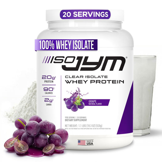 JYM Iso JYM Grape frasco frontal mostrando diseño y cantidad