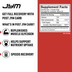 JYM Post JYM Carb bebida preparada tras entrenamiento para reponer glucógeno