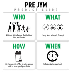 JYM Pre JYM porción en cuchara junto a mano para comparar tamaño, dosificación práctica