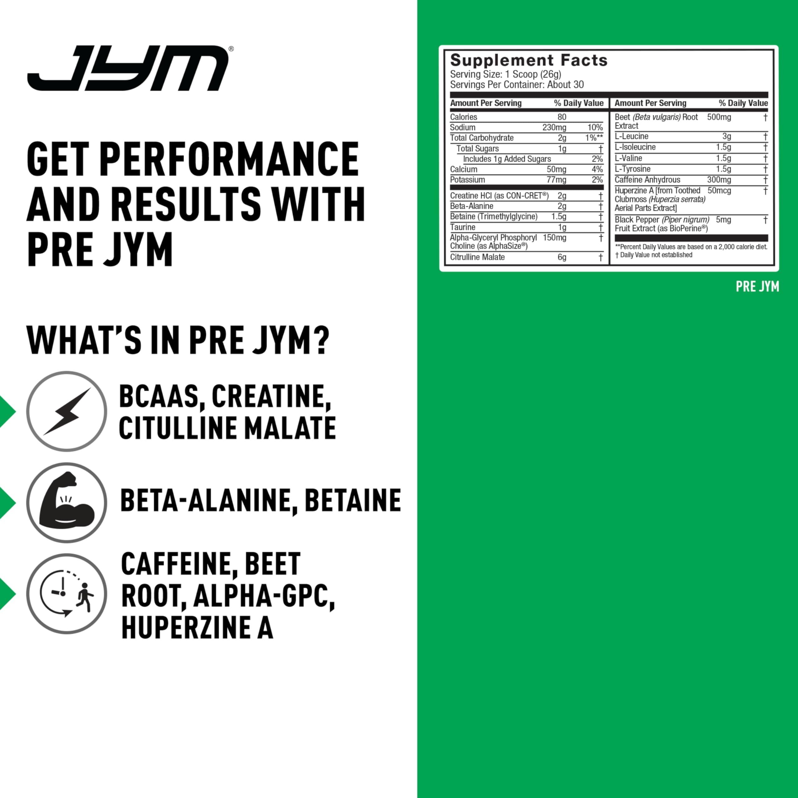 Cuchara dosificadora de JYM Pre JYM indicando ración de 25 g precisa