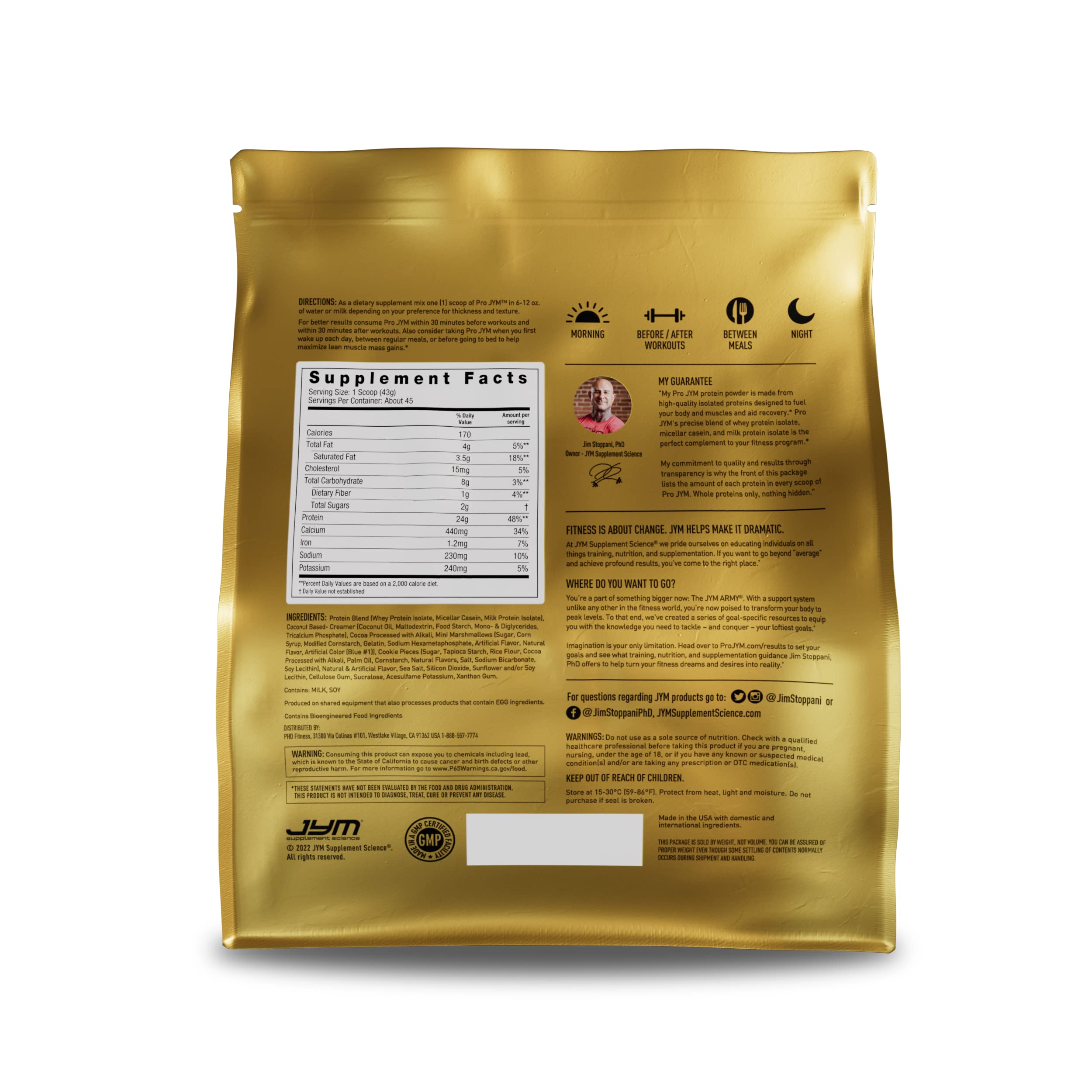 JYM Supplement Science polvo textura cremosa de Pro JYM con mezcla homogénea