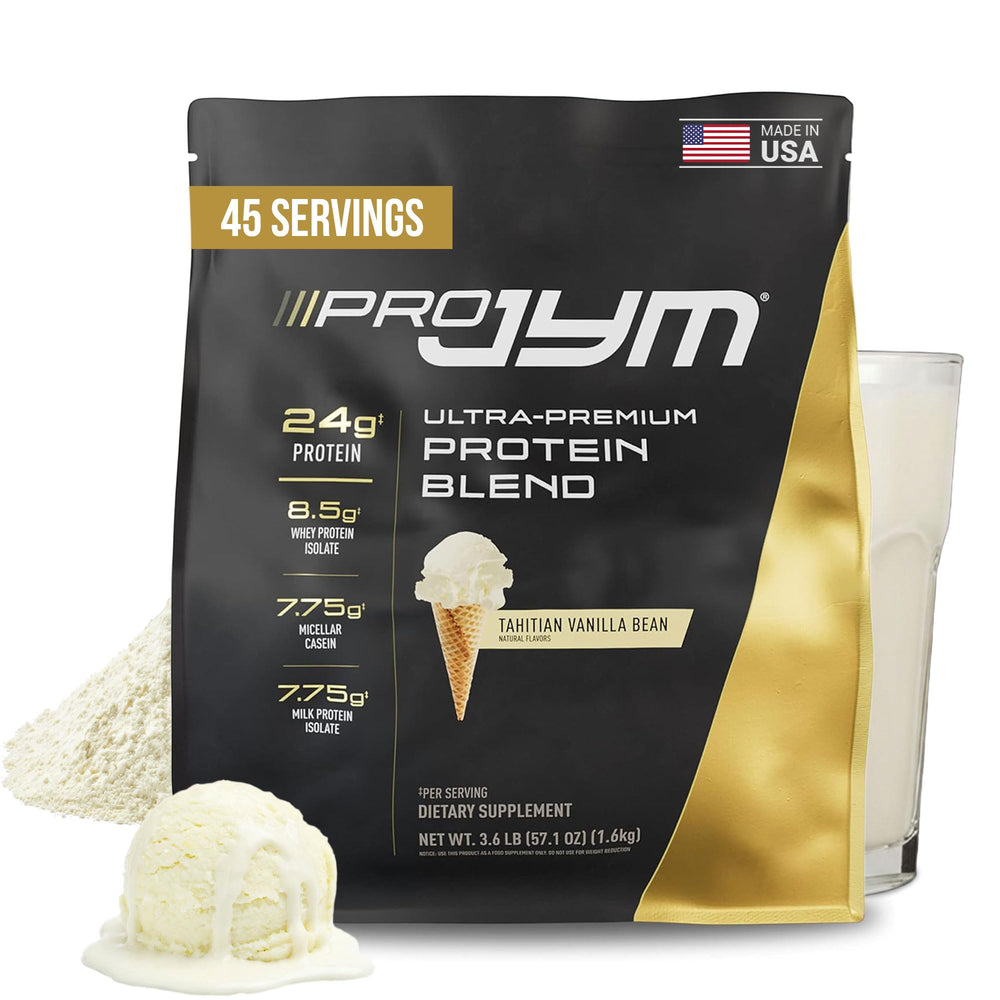 JYM Supplement Science envase frontal Pro JYM Tahitian Vanilla mostrando etiqueta clara y beneficios
