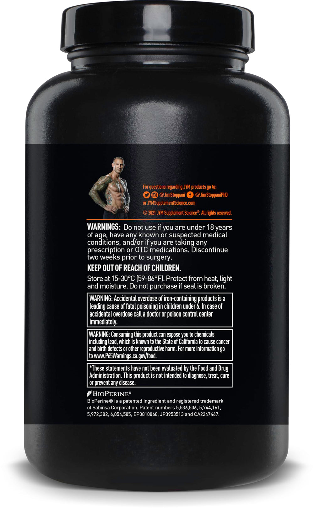 JYM Supplement Science producto en escena con atleta mostrando apoyo activo