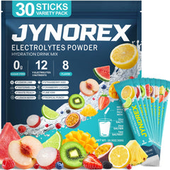 JYNOREX paquete frontal mostrando sticks y beneficios de hidratación rápida