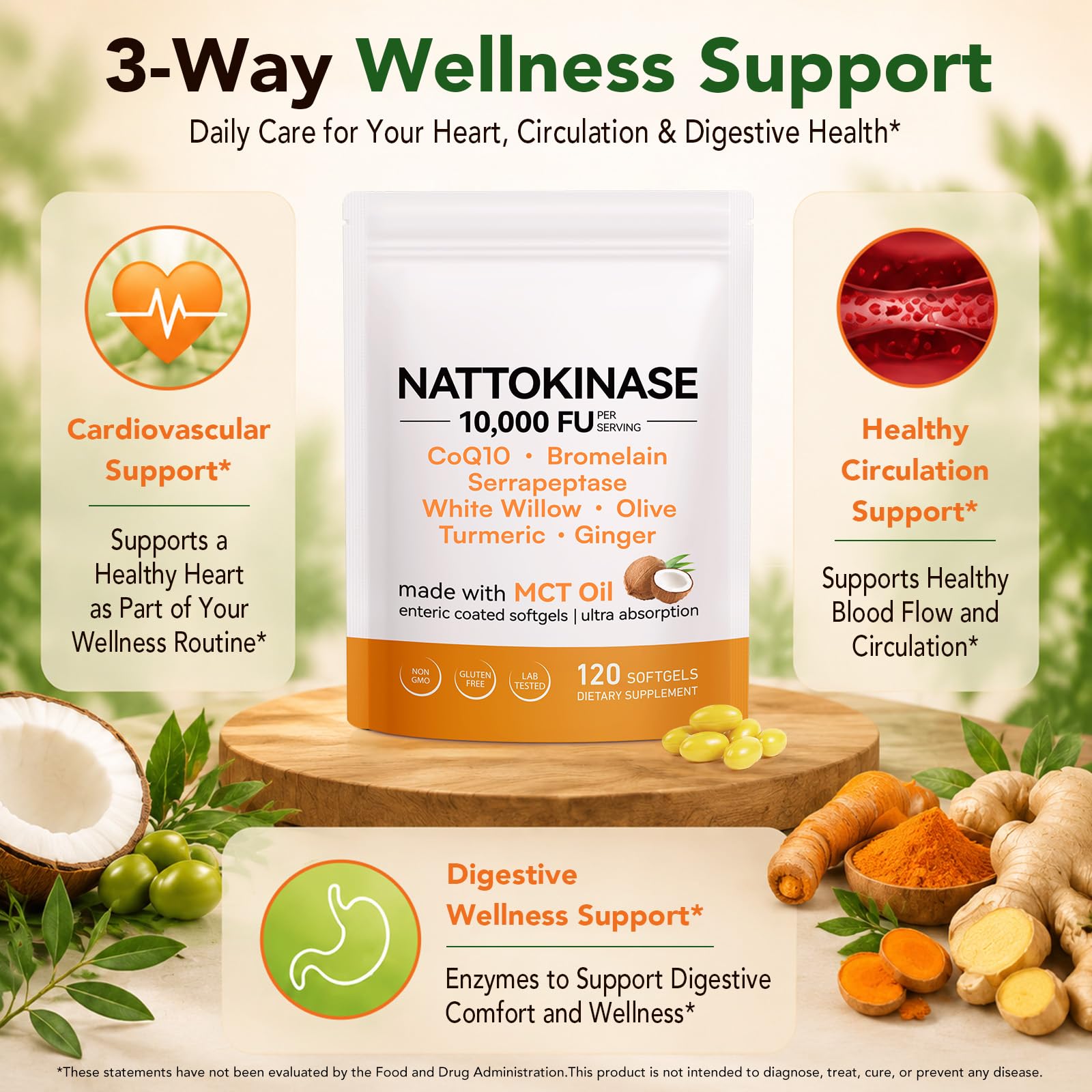 Ingredientes botánicos junto al frasco JYVGNLXS simbolizando formulación natural