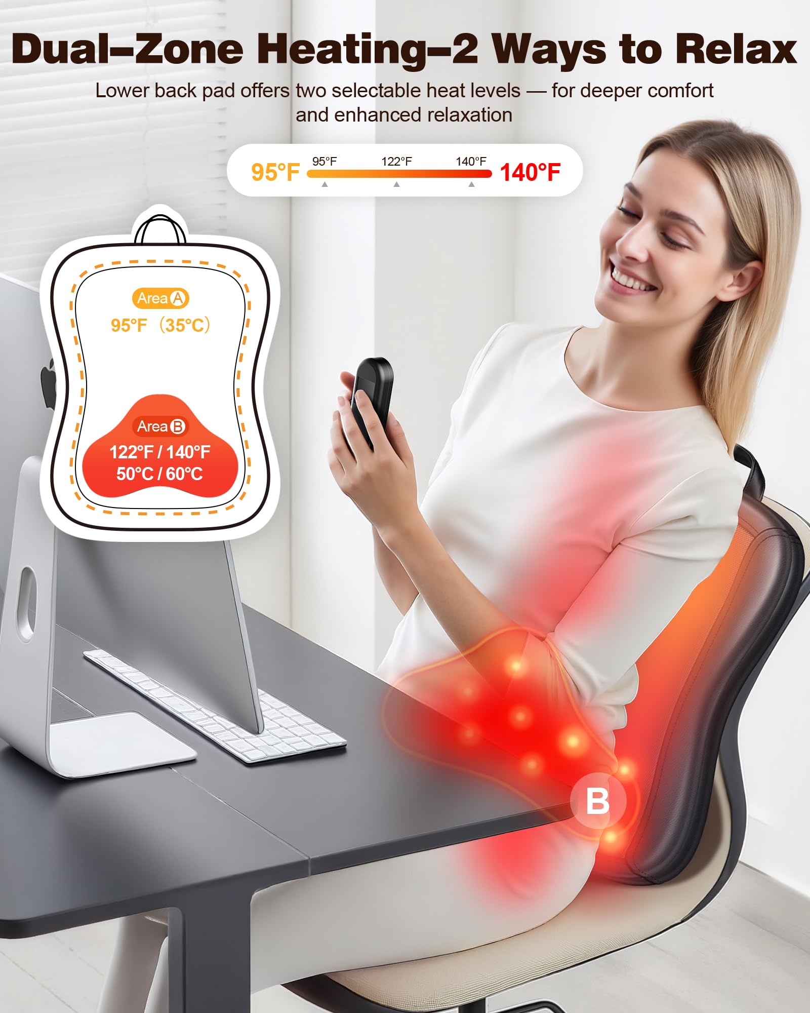 JZBRAIN masajeador instalado en asiento de coche para confort en viajes