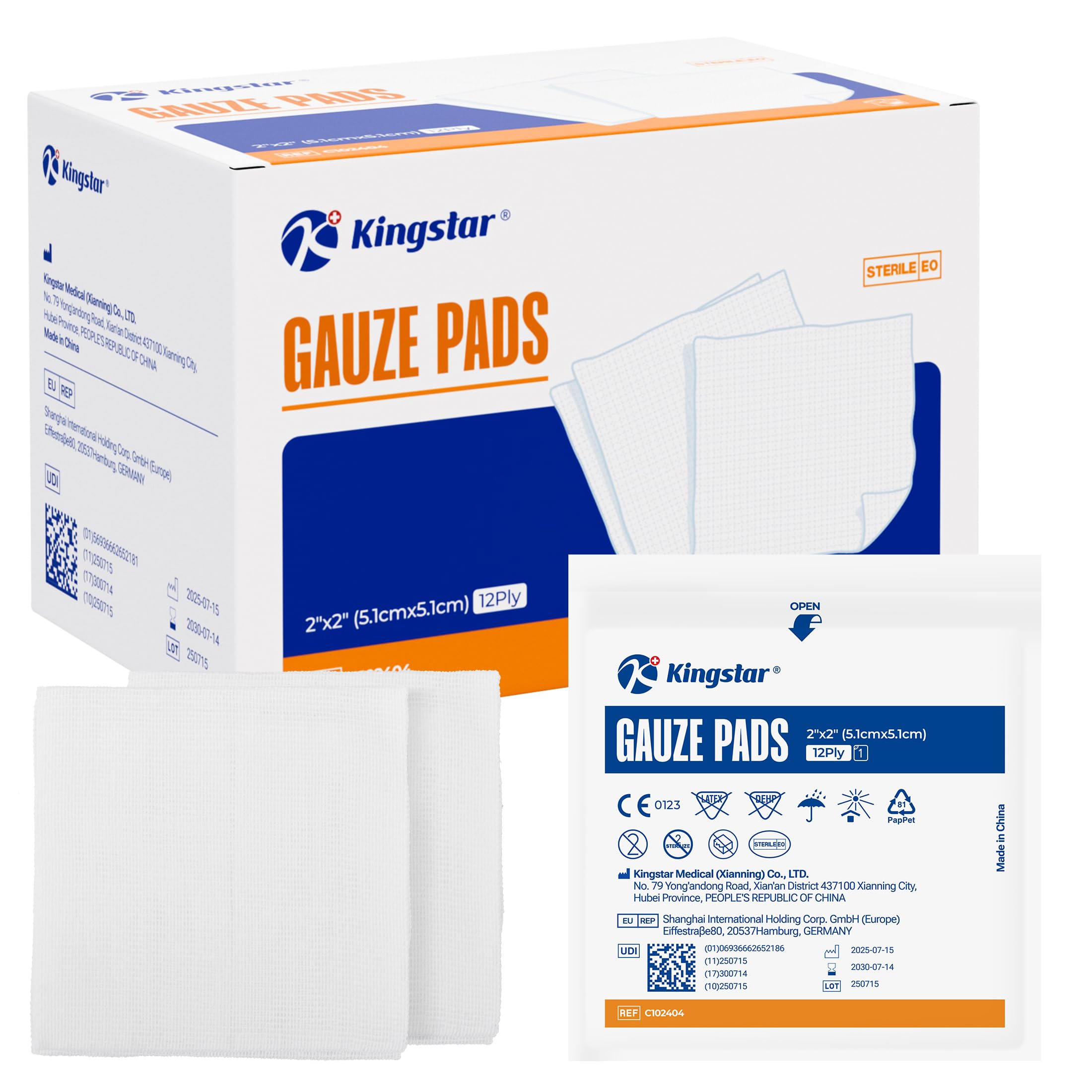 K Kingstar paquete frontal de 100 gasas estériles para almacenamiento seguro