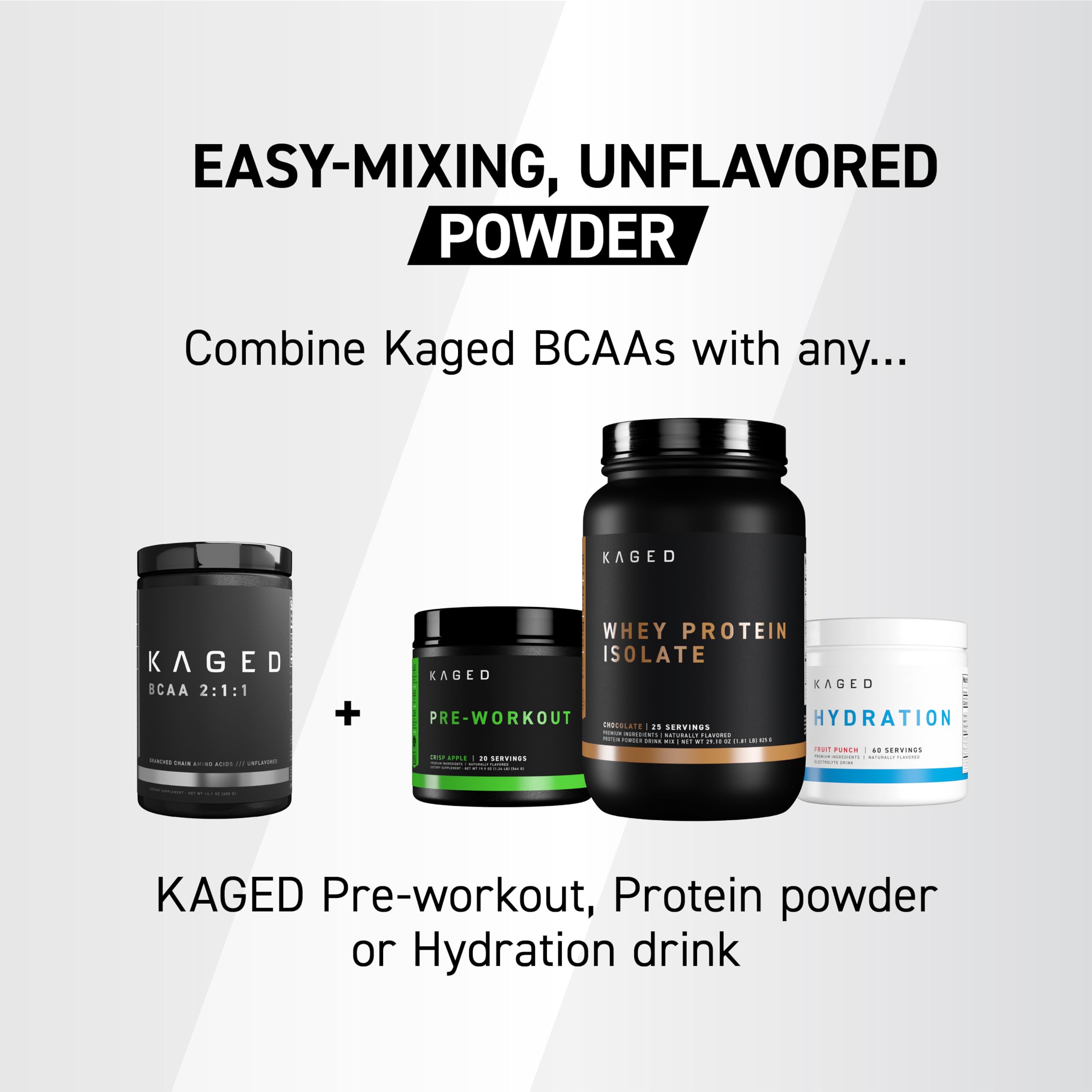 Kaged BCAA etiqueta con ingredientes y pruebas de terceros