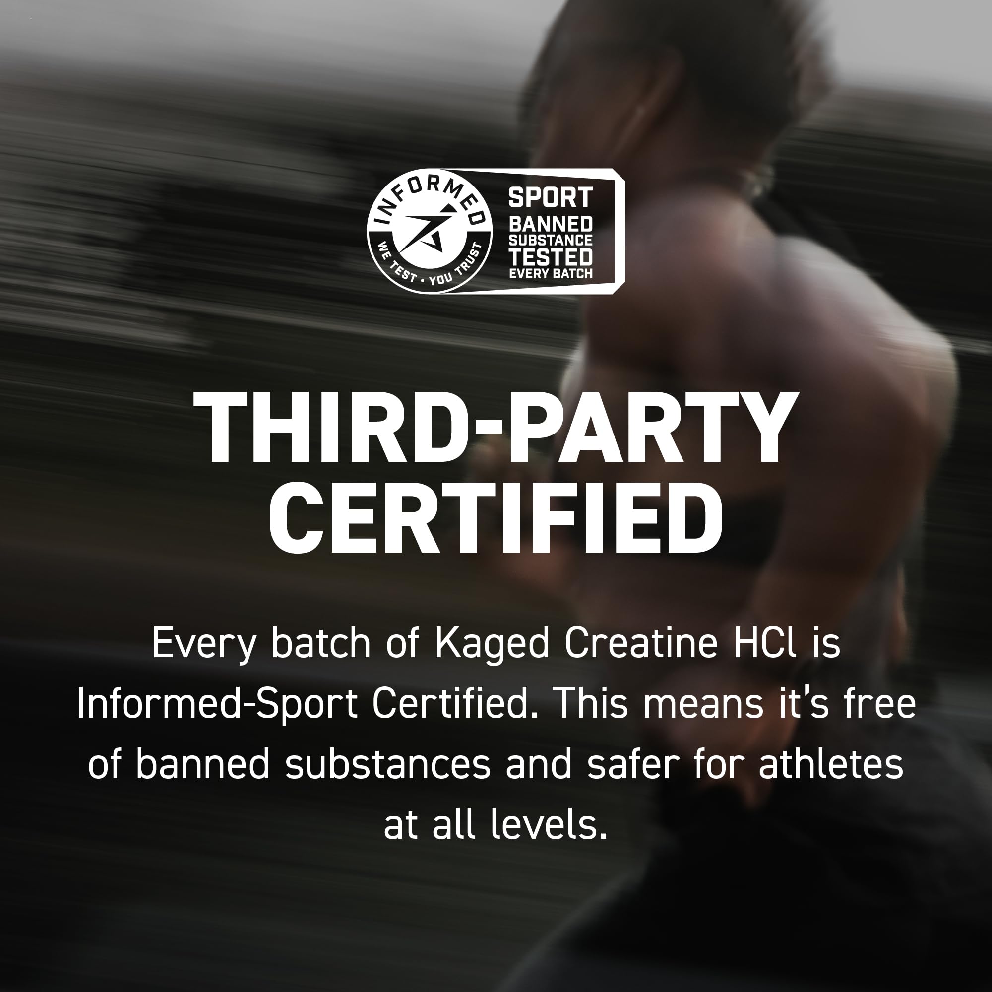 Kaged cucharita medidora con 750 mg de creatine HCl por porción, dosificación precisa