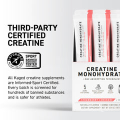 Kaged creatine sobre en mano demostrando portabilidad y conveniencia