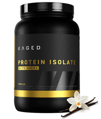 kaged envase frontal sabor vainilla mostrando etiqueta y beneficio proteína pura